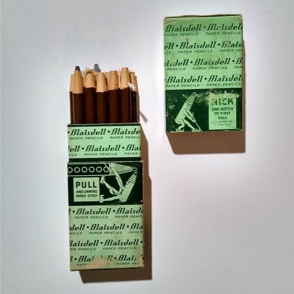 Antique VTG Blaisdell 166-T BROWN China Marking Paper Pencils 11 of 12 Original - Picture 4 of 5